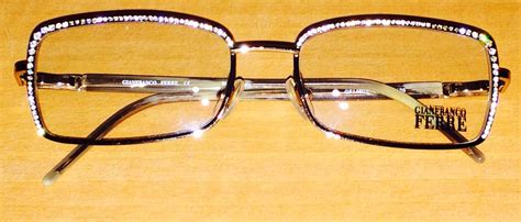 Bling Gff Ferre Eyeglass Frame Rhinestone Gold Womens Rectangular Metal