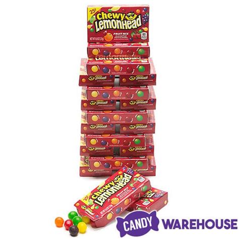 Chewy Lemonhead Fruit Mix Candy Mini Packs 24 Piece Box Candy Warehouse