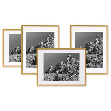 Koyal Wholesale Gold Gallery Wall Frames with White Mats (8.5
