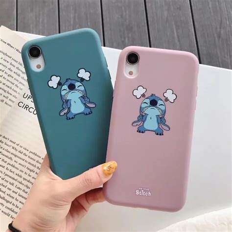 cute lovely stitch cartoon matte soft silicone phone all cover case for iphone 6 6s 7 8 plus x