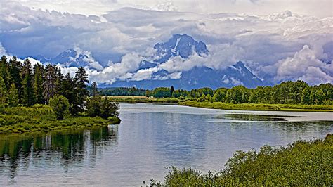 Mount Moran From Oxbow Bend N Grand Teton National Park Wyoming