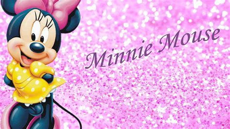 Minnie Mouse With Background Of Pink And White Glitters Hd Minnie Mouse