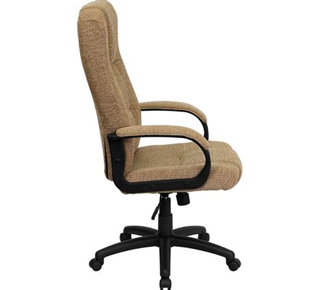 This swivel office chair features an intriguing retro design to offer style and comfort to any office space. Ergonomic Home High Back Beige Fabric Executive Swivel ...