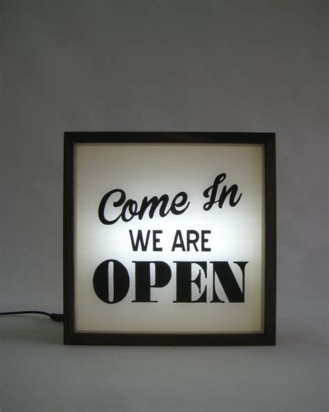 Come In We Are Open Sign Light Hand Painted Handcrafted Wooden Light