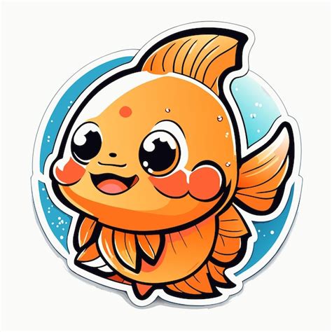 Etiqueta Engomada Del Personaje De Dibujos Animados De Pescado Vector