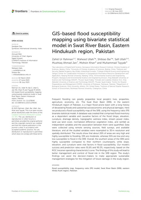 PDF GIS Based Flood Susceptibility Mapping Using Bivariate