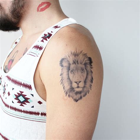 Magnificent Lion Temporary Tattoo Realistic Tattoo Black Etsy