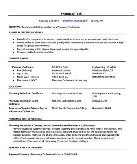 Looking for resume objective examples pharmacy technician templates? FREE 9+ Sample Pharmacist Resume Templates in PDF