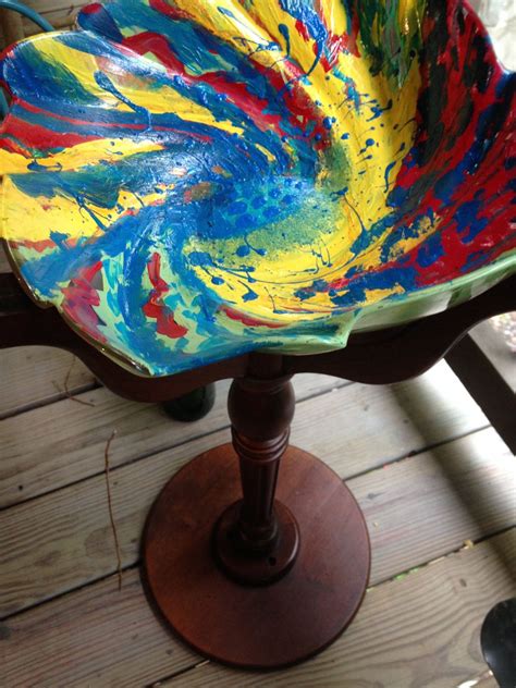 Handpainted Art Glass Bowl Swirled With Colors By Plantldy53 On Etsy