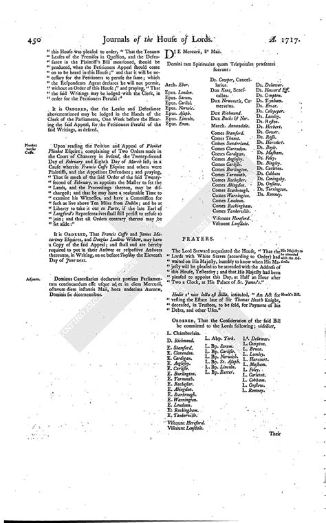 House Of Lords Journal Volume 20 8 May 1717 British History Online