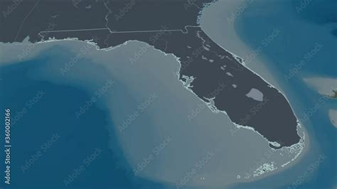 Florida State With Its Capital Zoomed And Extruded On The