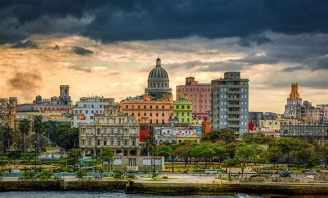 Hd Wallpaper Havana Cuba City Urban Sea Wharf Skyline Downtown