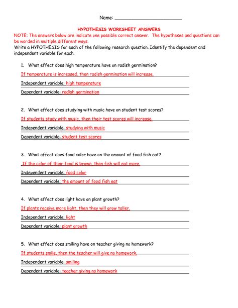Life Science Worksheet Answers