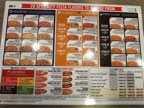 The menu has been modified a little depending on the tastes and culture of the. Pizza malaysia menu price