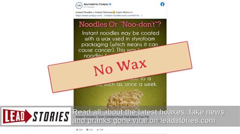 Not only contains wax in instant noodles but also contain a humectant is a substance that makes the noodles antifreeze. Fact Check: Instant Noodles Are NOT Coated In Wax That ...
