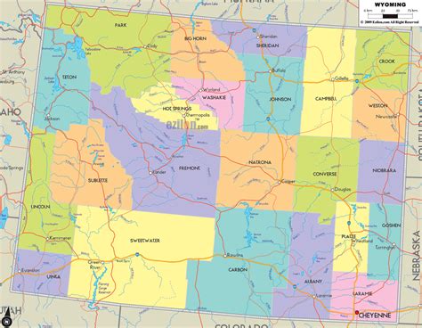 Map Of Wyoming State Usa Ezilon Maps