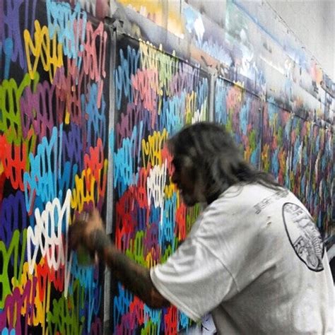Graffiti Artist Seen Tag Painting Aerosol On Canvas Dirtypilot