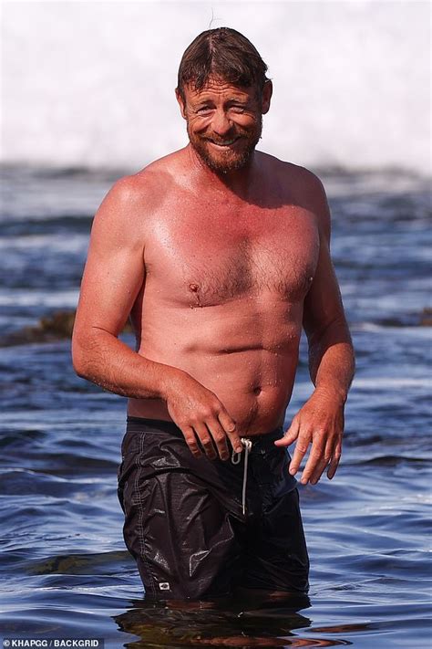 Simon Baker 52 Shows Off His Abs As He Relaxes With Son Claude Blue Baker In Bronte Beach