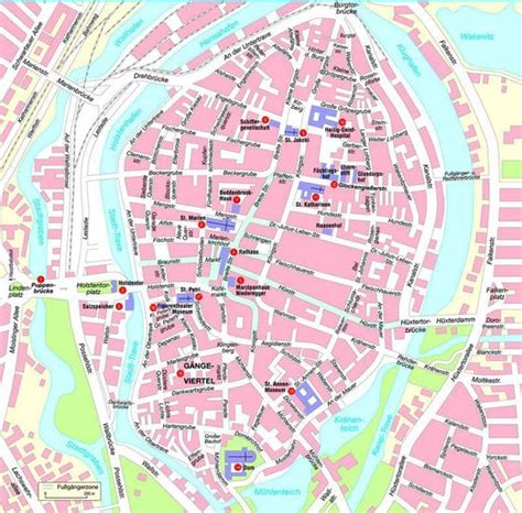 A Map With Red Dots On The Top Of It And Some Buildings In The Middle