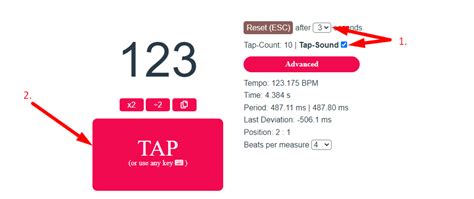 Tap For Beats Per Minute Counter Bpm Calculator Yttags