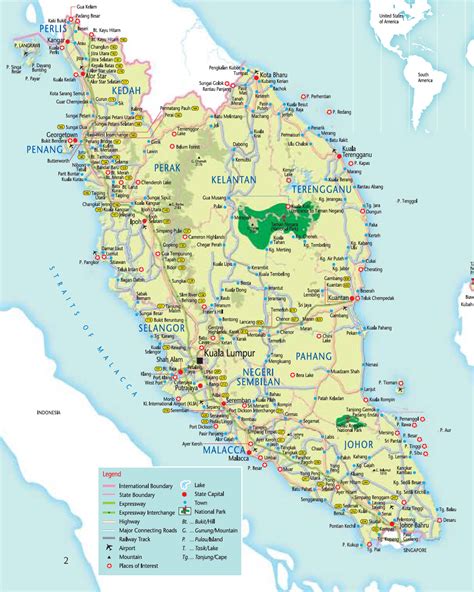 Peninsular Malaysia Tourist Map Malaysia • Mappery