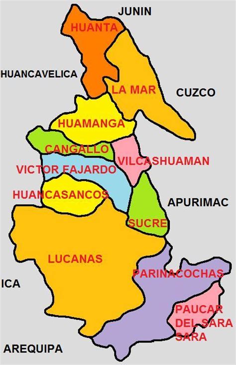 Mapa De Ayacucho Provincia Municipios Turístico Y Carreteras De