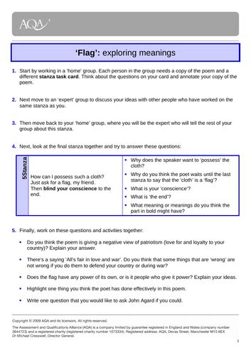 Flag John Agard Full Lesson Pack Teaching Resources