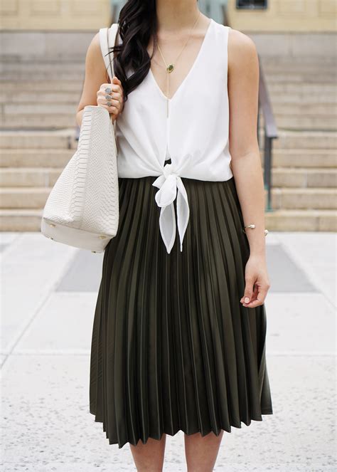 Tie Front Top & Pleated Midi Skirt - Skirt The Rules | NYC Style Blogger