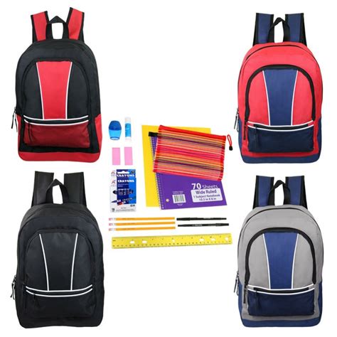 24 Bulk 17 Wholesale Kids Sport Backpacks In 4 Assorted Colors With
