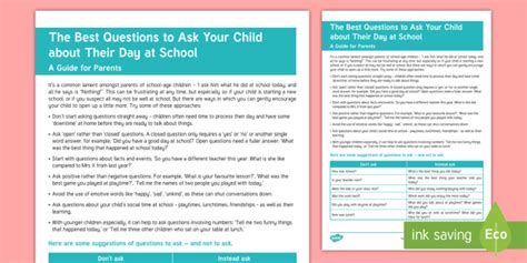 Questions To Ask Your Primary School Child About Their Day Parent And Carer