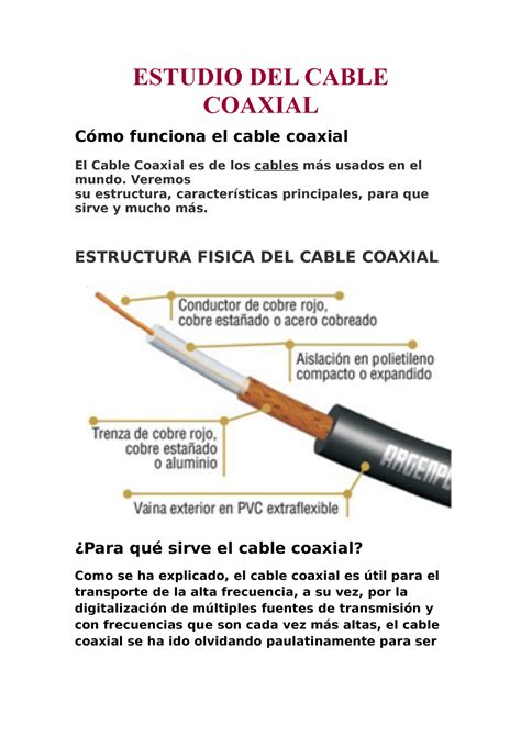 Cable Coaxial Y Cable Par Trenzado Estudio Del Cable Coaxial C Mo