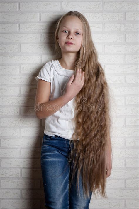 Beautiful Little Girl With Long Hair Stock Image Image Of Funny