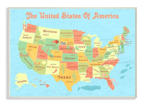 The Kids Room By Stupell United States Of America Usa Kids Map Wall