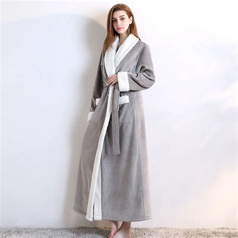 Winter Warm Thick Robe Ankle Length Female Long Robes Women Soft Kimono