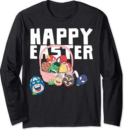 Marvel Easter Avengers Eggs Happy Easter Basket Long Sleeve T Shirt Clothing