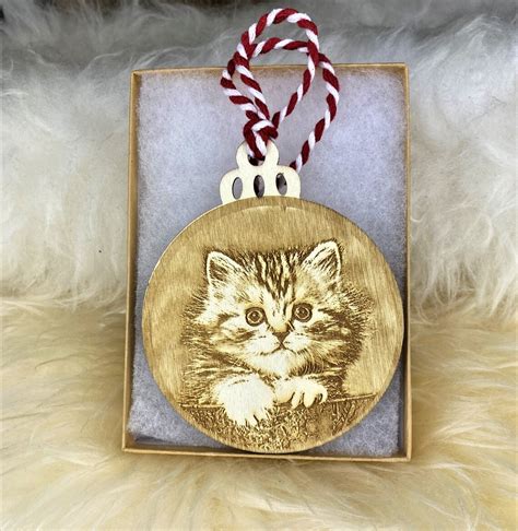 Custom Wood Ornament Cat Photo Ornament Personalized Cat Etsy