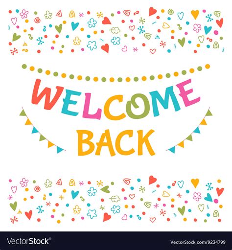 Welcome Back Text With Colorful Design Elements Vector Image