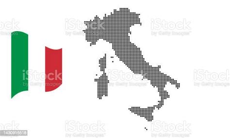 Mappa Dellitalia E Bandiera Piatta Icona Simbolo Illustrazione