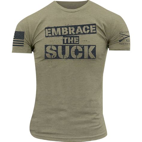 Grunt Style Embrace The Suck T Shirt Light Olive Ebay