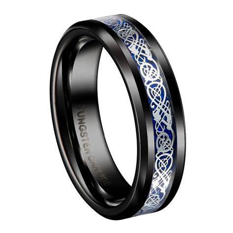 Mens Jewelry Black Slivering Celtic Knot Tungsten Carbide Ring Irish Matching Celtic Wedding Bands 