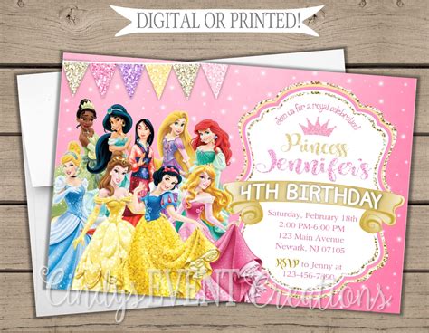 Cindyseventcreations Princess Invitations Disney Princess