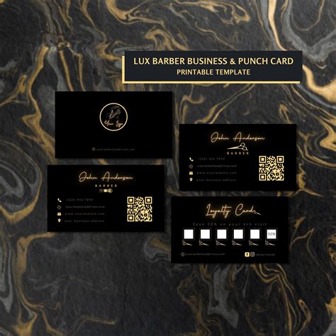 Barber Loyalty Cards And Barber Business Card Template Design Etsy
