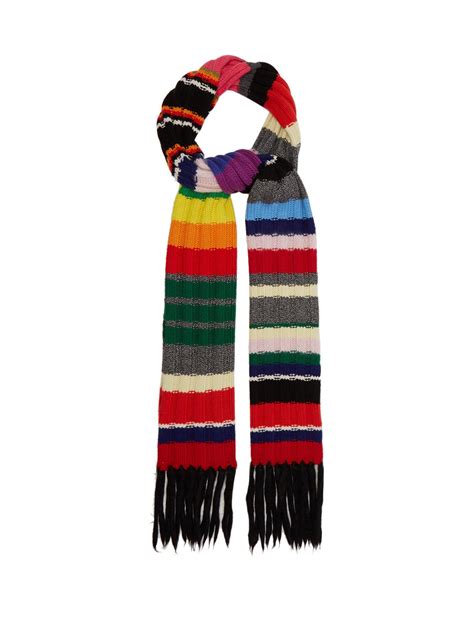 Burberry Rainbow Striped Cashmere Blend Scarf In Red Lyst