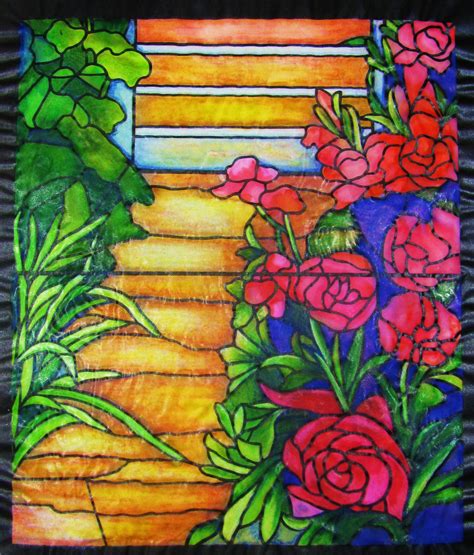 Tiffany Window Stained Glass Coloring Book Caran De Ache Water