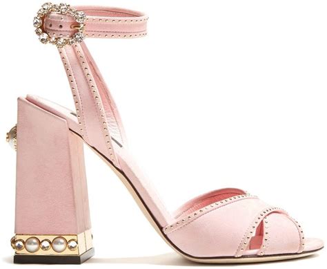 Dolce And Gabbana Embellished Suede Sandals Ankle Strap Sandals Heels
