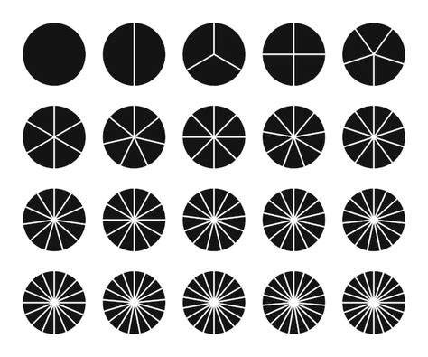 Círculos Divididos En Partes Del 1 Al 20 O Conjunto De Segmentos De