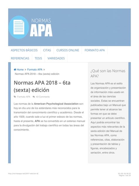Normas Apa 2018 6ta Sexta Edición Pdf Estilo Apa Science
