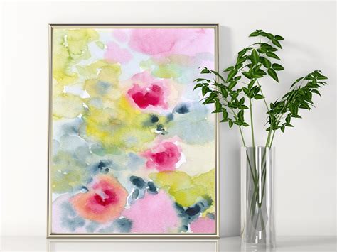 Flower Wall Art Printable Instant Download Diy Print Abstract Etsy