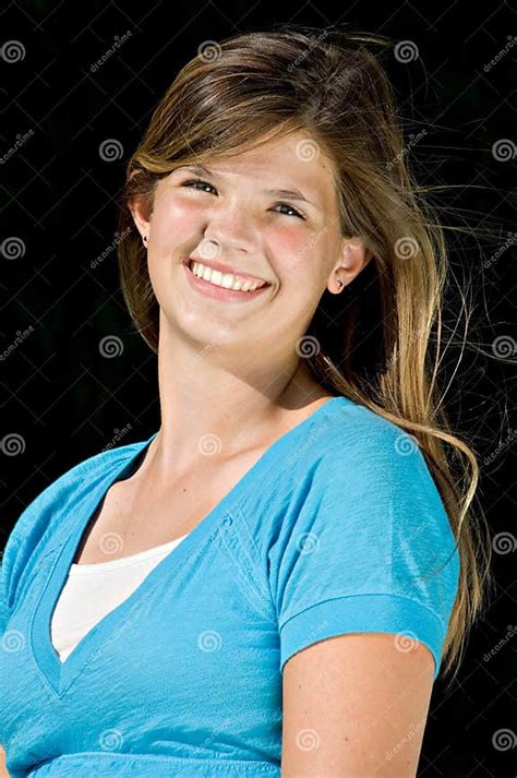 Pretty Teenage Girl Smiling Stock Photo Image Of Isolated Black