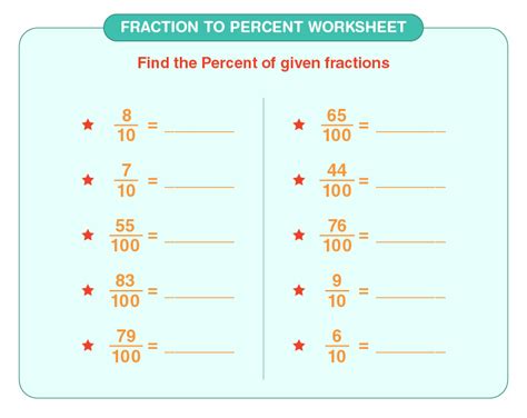 Fraction To Percent Worksheet Download Free Printables For Kids